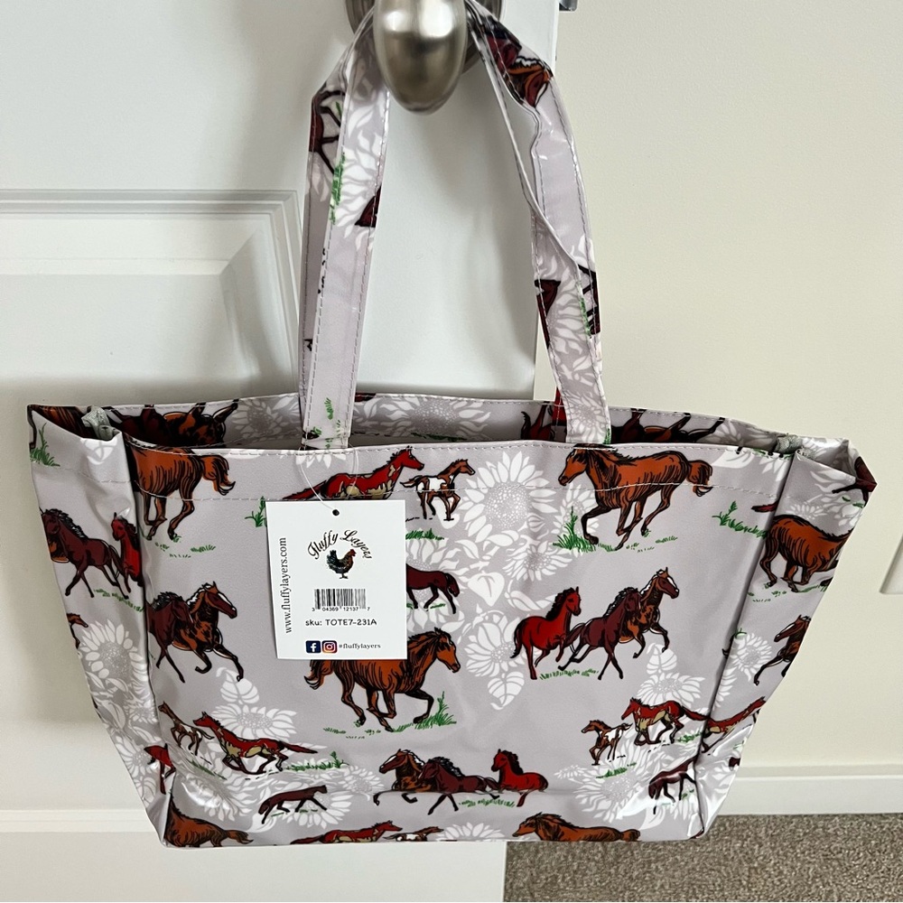 Fluffy Layers Farm Horse Country Girl PVC Vinyl Tote Bag NWT